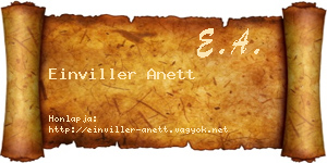 Einviller Anett névjegykártya